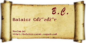 Balaicz Cézár névjegykártya
